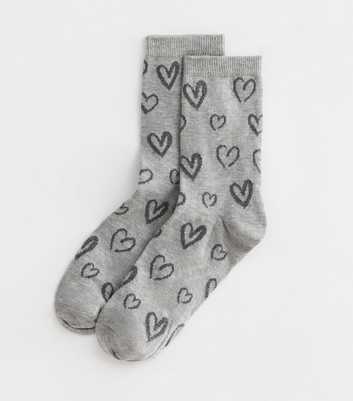 Grey Sketch Heart Socks