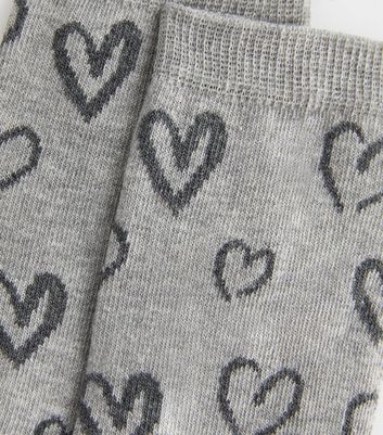 Grey Sketch Heart Socks New Look