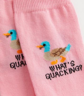 Pink What's Quacking Duck Socks New Look