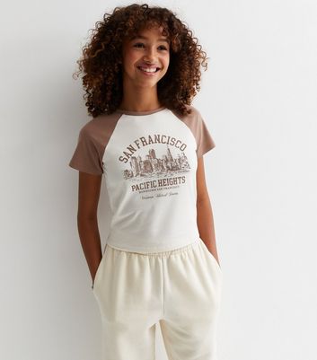 Girls Light Brown San Francisco Logo Raglan T-Shirt New Look
