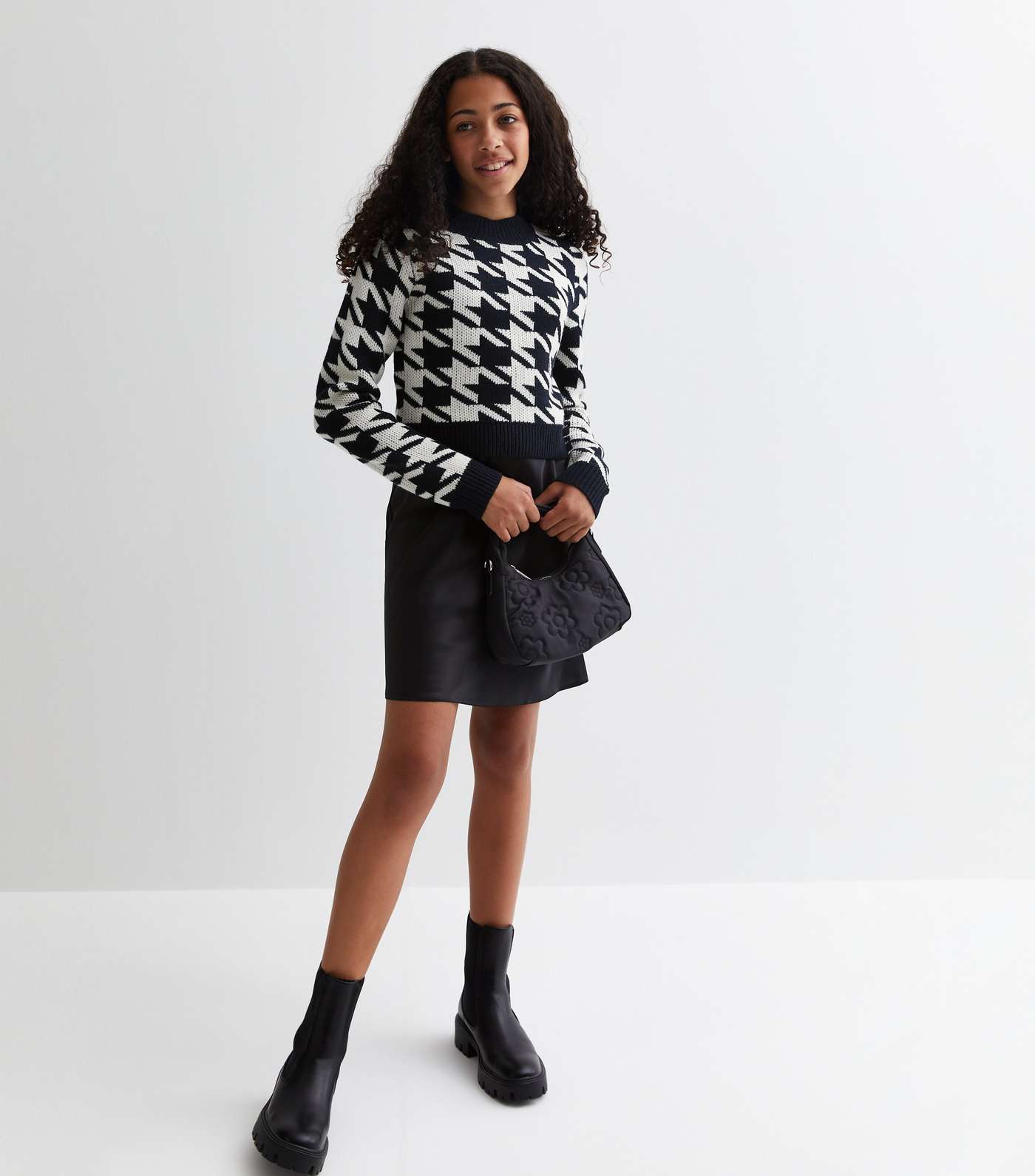 Girls Black Satin Mini Skirt Image 2