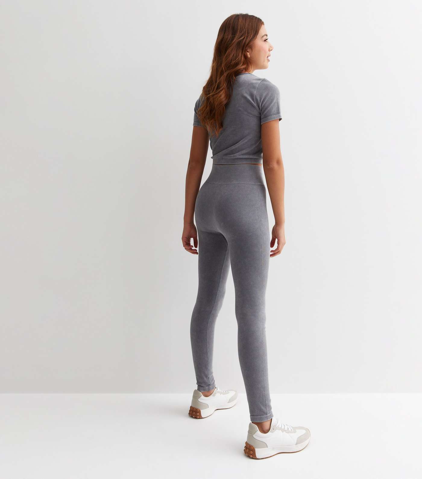 Washed-effect sports leggings
