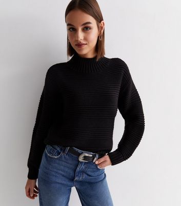 Black Chunky Knit High Neck Jumper | New Look