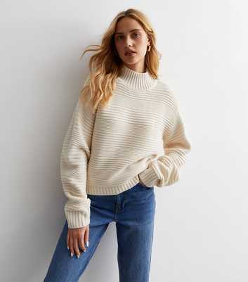 Off White Chunky Knit High Neck Jumper