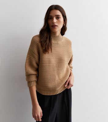 Camel Chunky Knit High Neck Jumper New Look