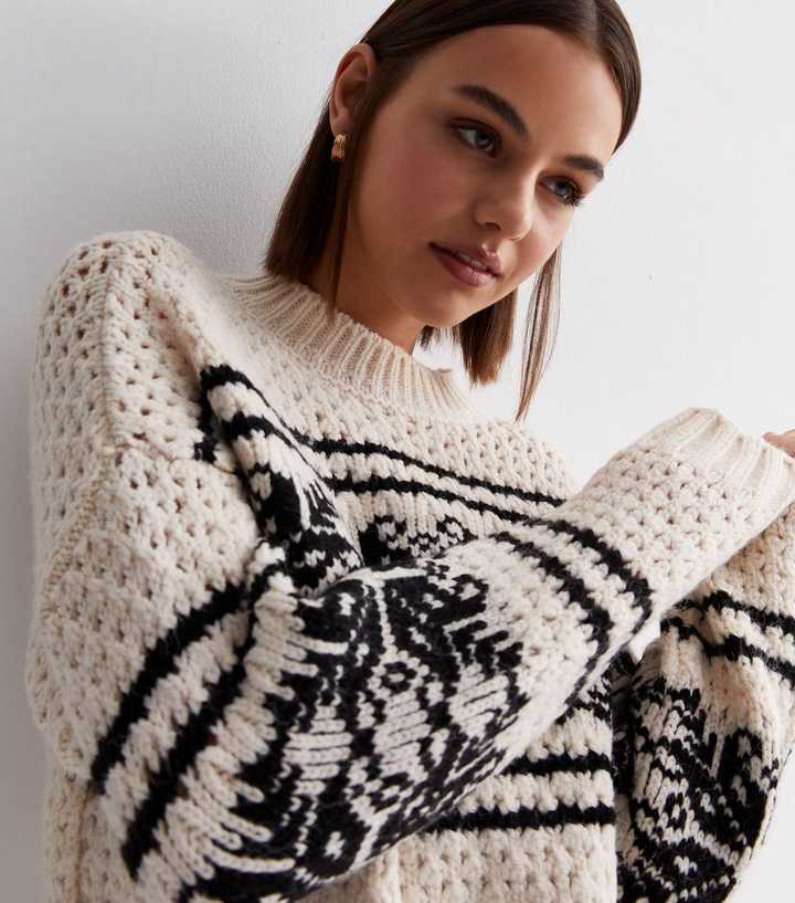 Off White Abstract Pointelle Knit Jumper