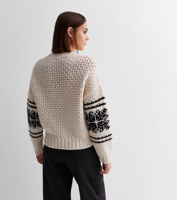 Off White Abstract Pointelle Knit Jumper