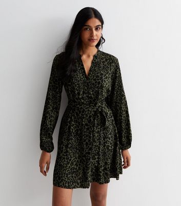 Dark green hot sale leopard print dress