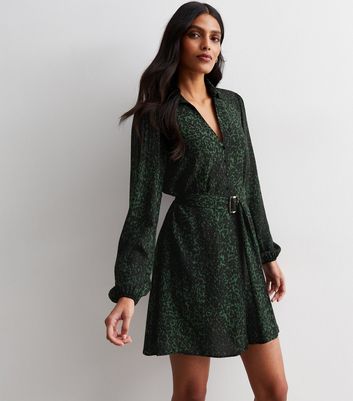 Emerald green 2024 animal print dress