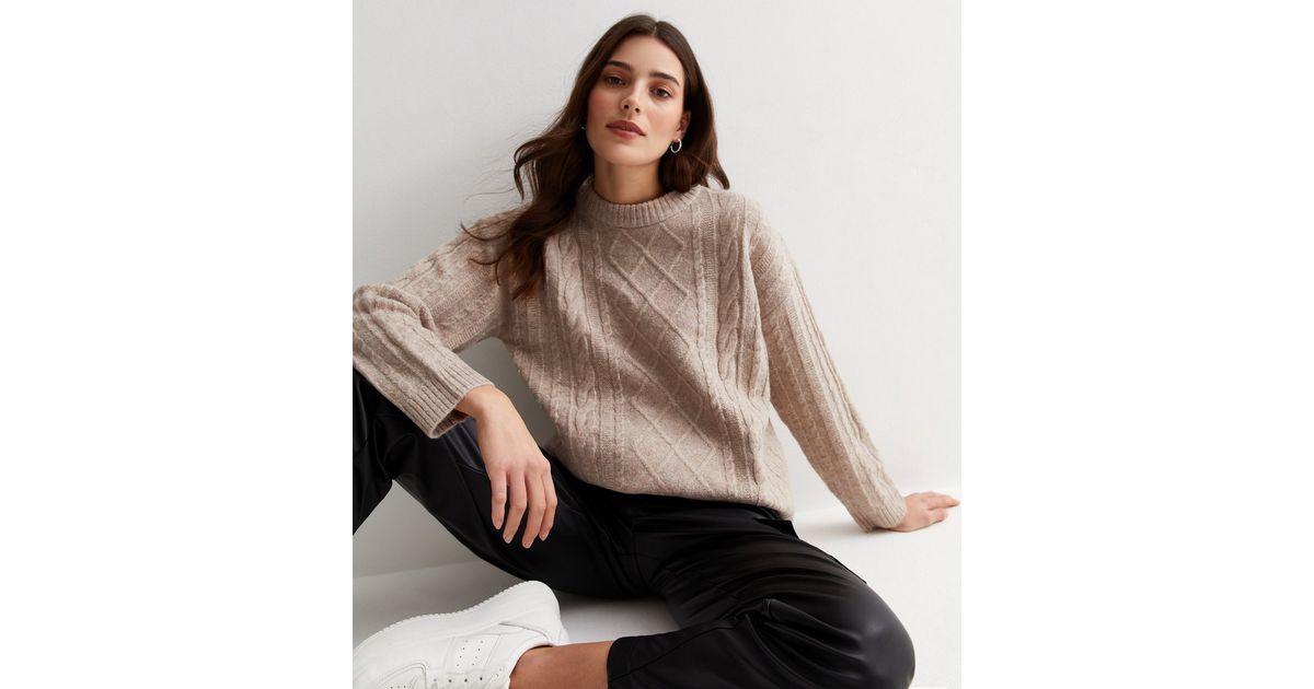 Mink Cable Knit Longline Jumper | New Look