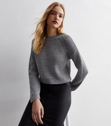 Pale Grey Ribbed Crew Neck Jumper New Look