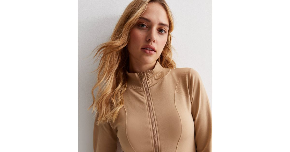 Cameo Rose Stone High Neck Zip Up Sports Jacket