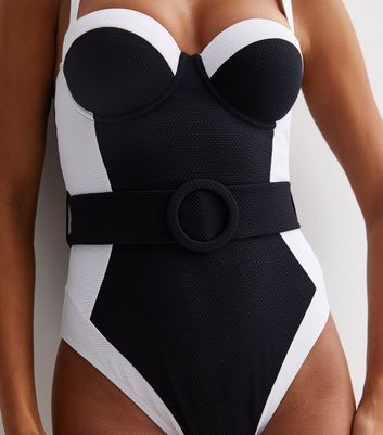 New look black belted swimsuit online