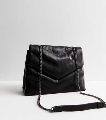 Black Quilted Oversized Cross Body Bag