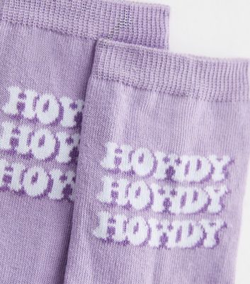 Light Purple Howdy Logo Socks New Look