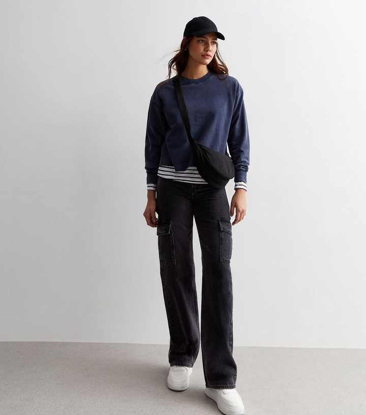 Tall Washed Black Cargo Jeans