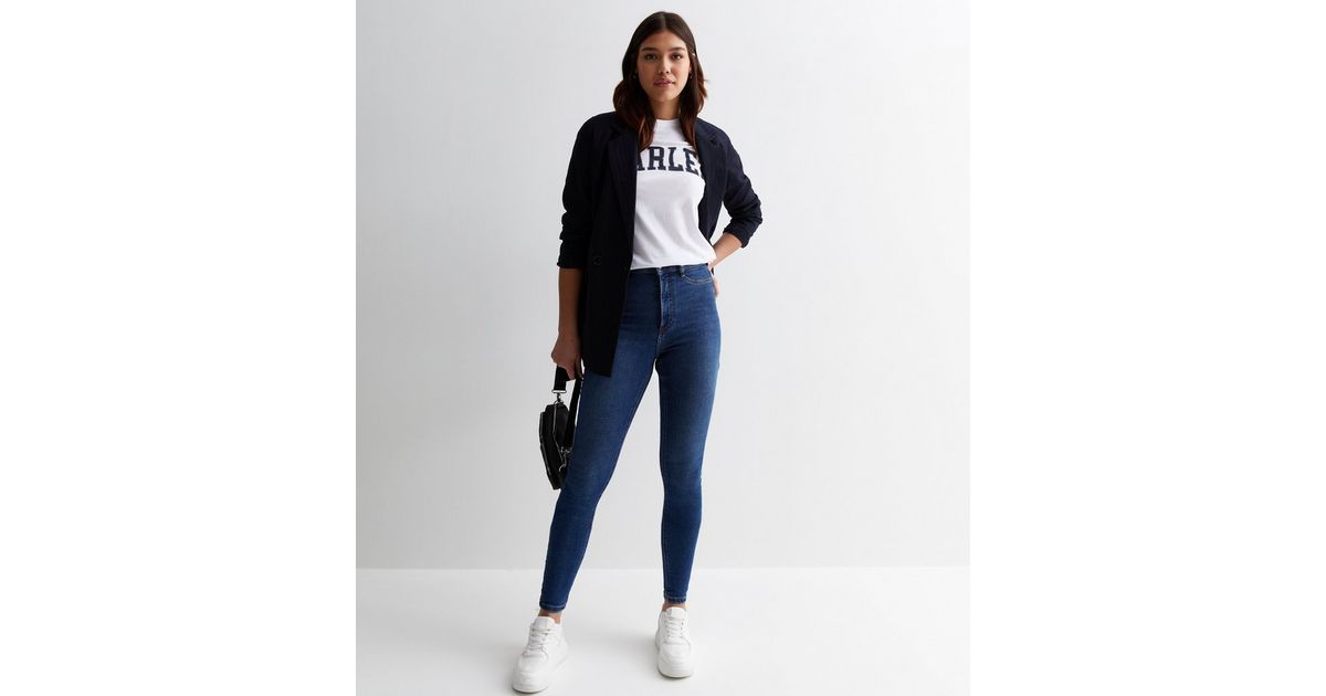 Tall Blue Hallie Disco Super Skinny Jeans | New Look