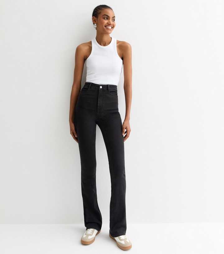 Tall Washed Black Waist Enhance Quinn Bootcut Jeans