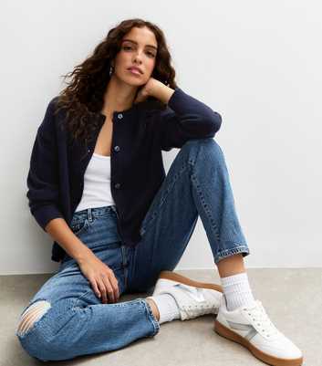 Tall Blue High Waist Ripped Tori Mom Jeans