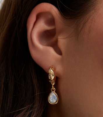 18ct Gold Plated Faux Moonstone Hoop Earrings