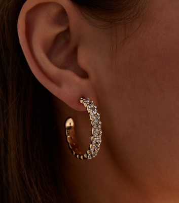 Gold Diamanté Hoop Earrings