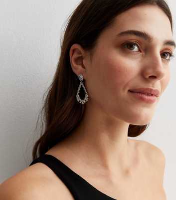Crystal Teardrop Cut Out Diamanté Drop Earrings