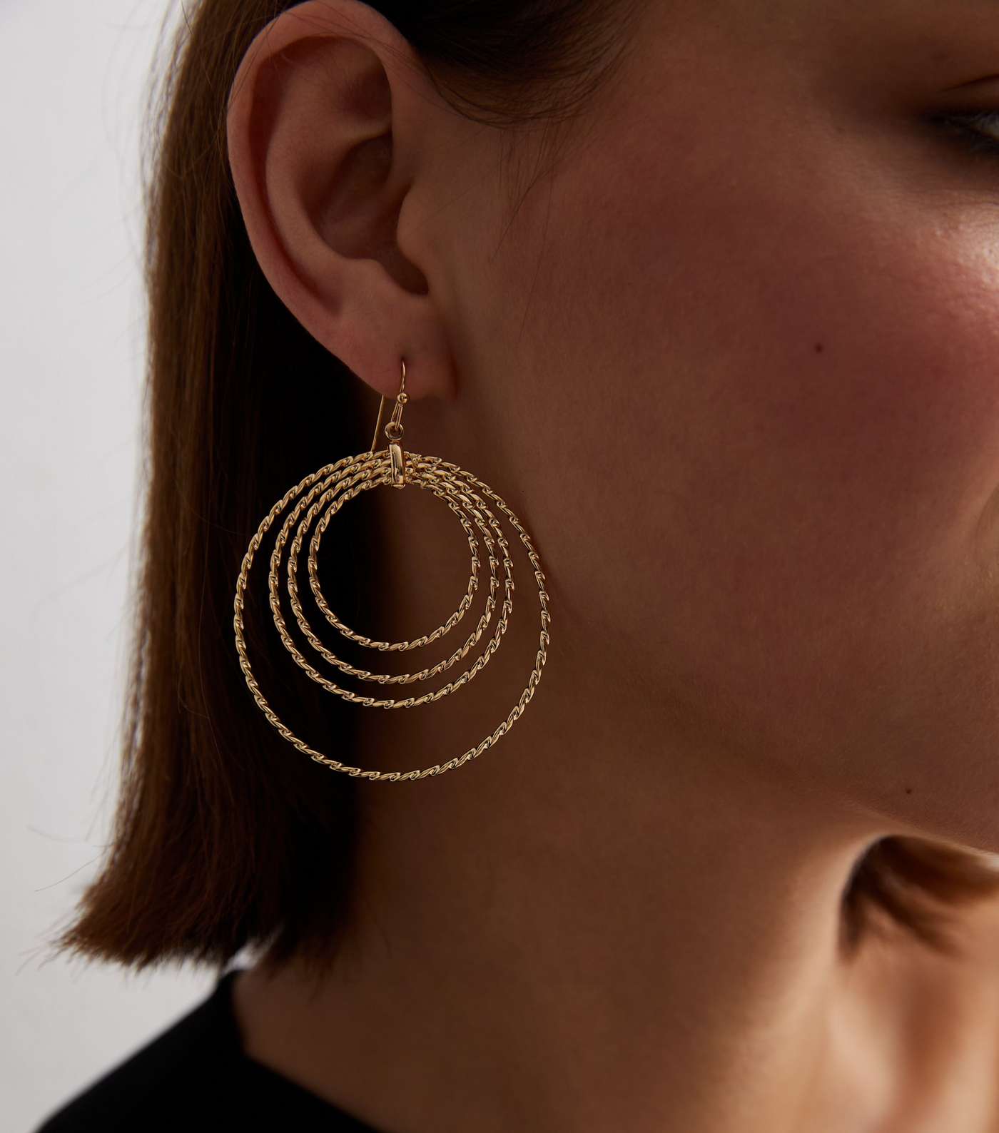 Gold Large Textured Circle Hoop Earrings