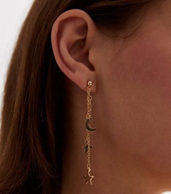 Gold Star Charm Tassel Drop Earrings New Look