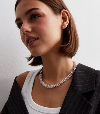 Silver Thick Rope Chain Necklace