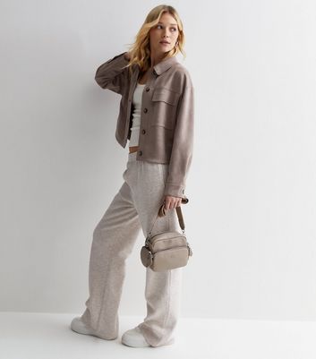 Mink Suedette Cropped Shacket New Look