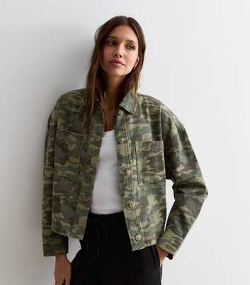 Green Camouflage Cotton Shacket  