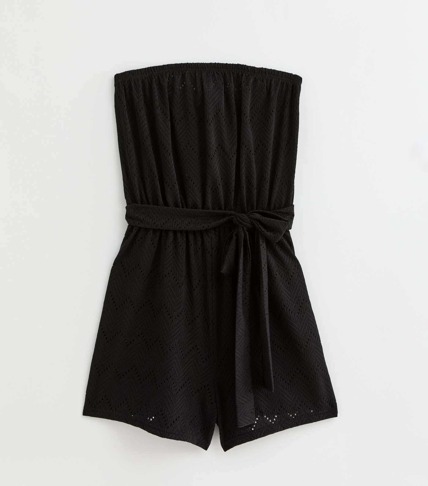Black Chevron Embroidered Strapless Playsuit Image 5