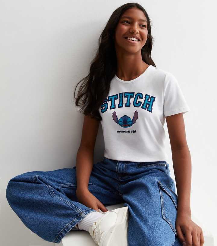 Lilo & Stitch Girl's Cute and Fluffy T-Shirt White