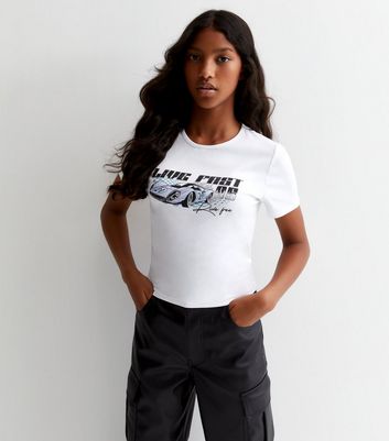 Girls White Live Fast Car Logo T-Shirt | New Look