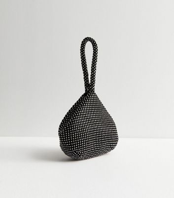 Black Diamanté Grab Clutch Bag | New Look