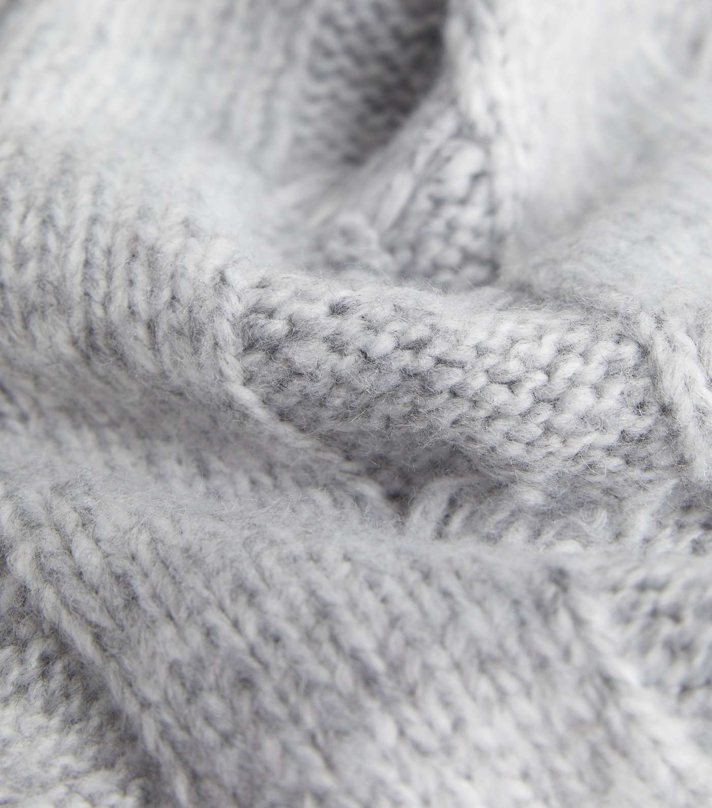 Pale Grey Chunky Knit Oversized Tassel Scarf Image 3