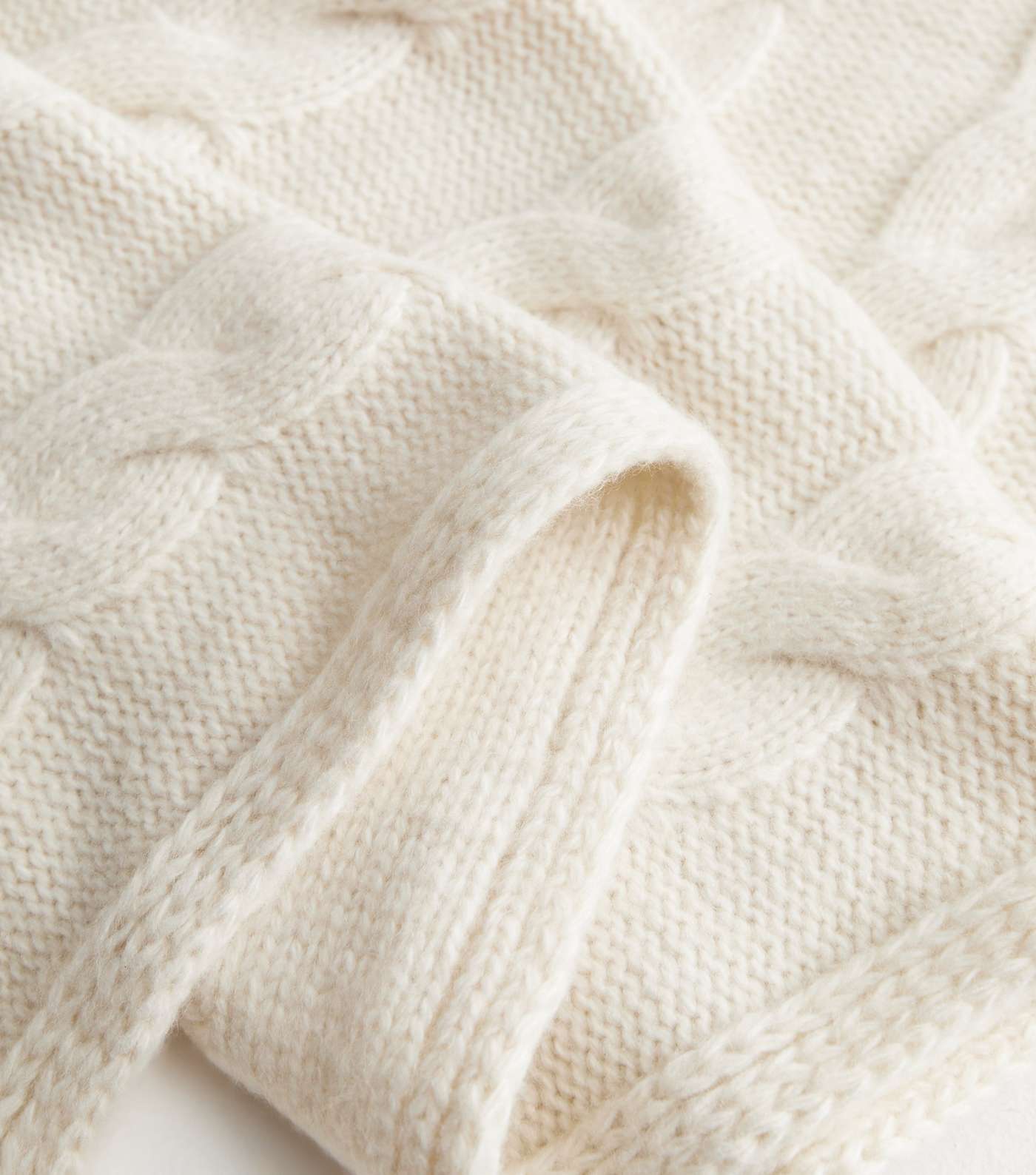 Cream Chunky Knit Oversized Tassel Scarf Image 3