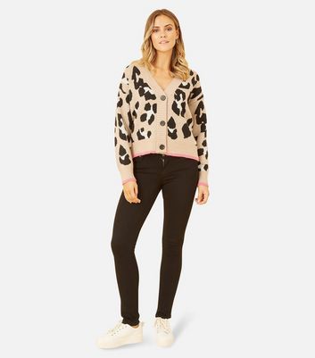 Yumi Brown Leopard Print Knit Cardigan | New Look