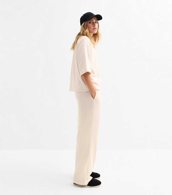 Cream Wide Leg Joggers