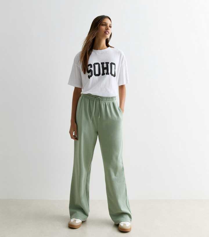 Green Wide Leg Joggers