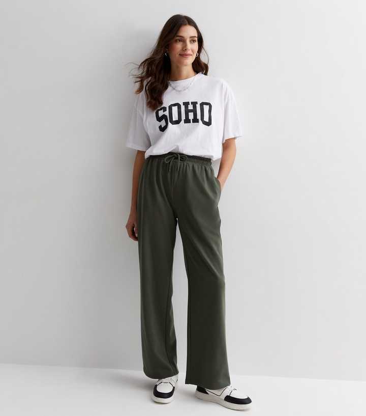 Khaki Wide Leg Joggers