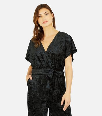 Yumi Black Velvet Kimono Sleeve Jumpsuit