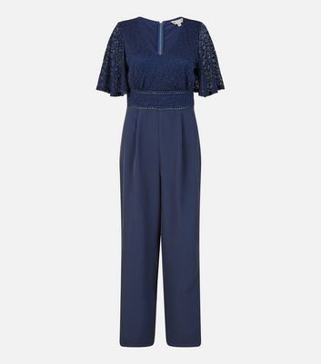 Navy store lace jumpsuit