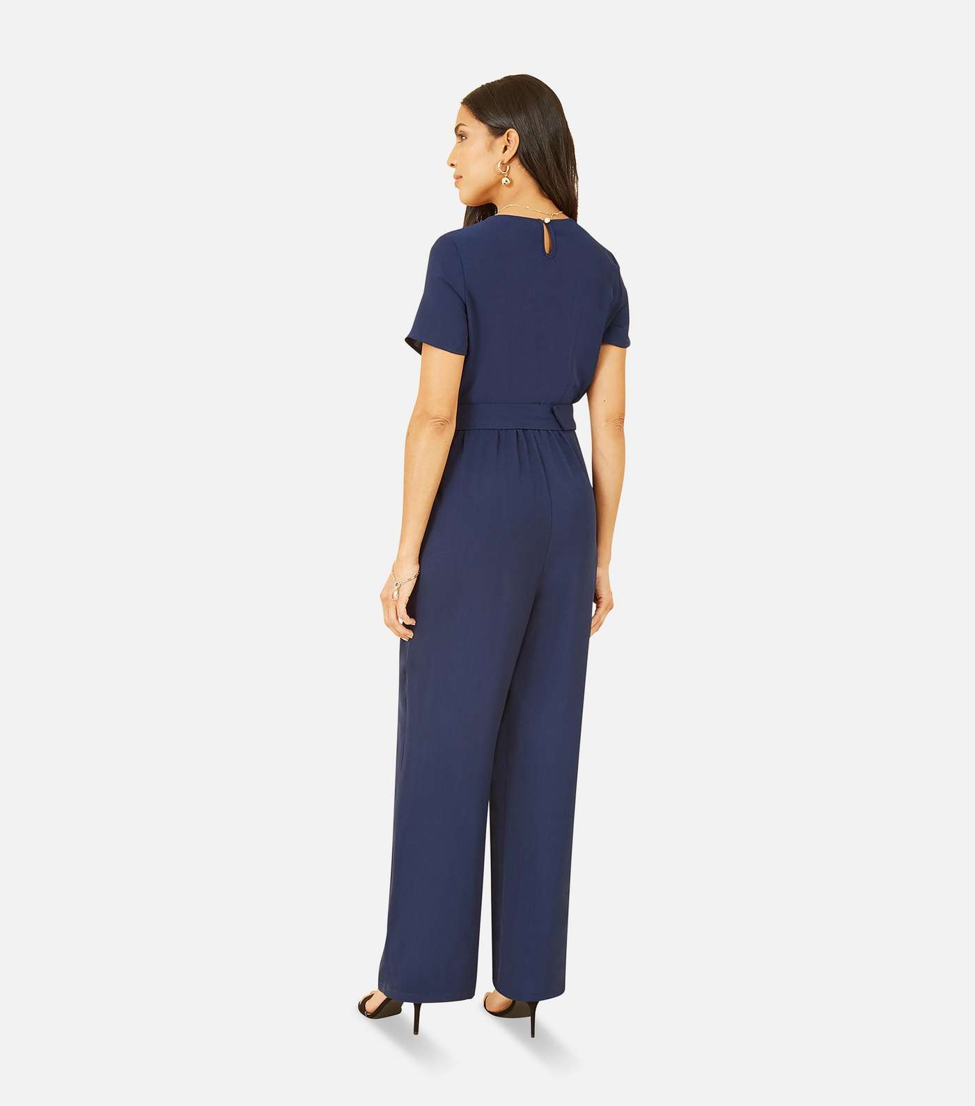Yumi Navy Wide Leg Belted Jumpsuit Image 3