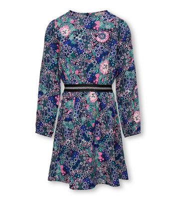 KIDS ONLY Blue Floral Long Sleeve Mini Dress New Look