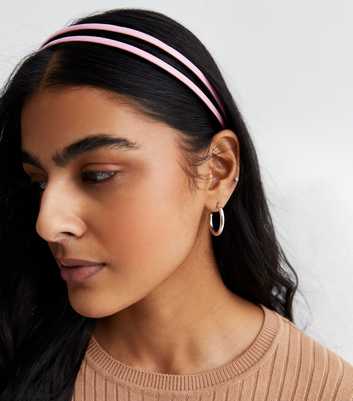 Bright Pink Leather-Look Double Headband