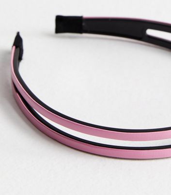Bright Pink Leather-Look Double Headband New Look