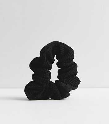 Black Textured Scrunchie