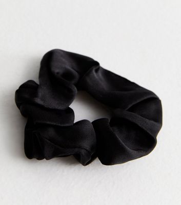 Black Real Silk Large Scrunchie New Look