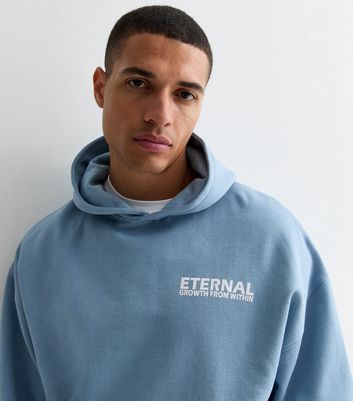 Pale Blue Eternal Front and Back Logo Oversized Hoodie